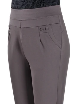 

Makuluya 2 Button no logo Top Quality 5XL 2019 Plus Size Middle-old Age Women Trousers High Waist Straight Casual Pants Solid L6