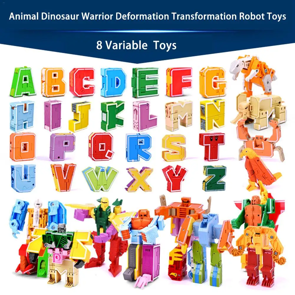 26 букв A-Z Алфавит животных Динозавр воин деформации подвижные модельные Фигурки Робот игрушки для детей подарок Brinquedos