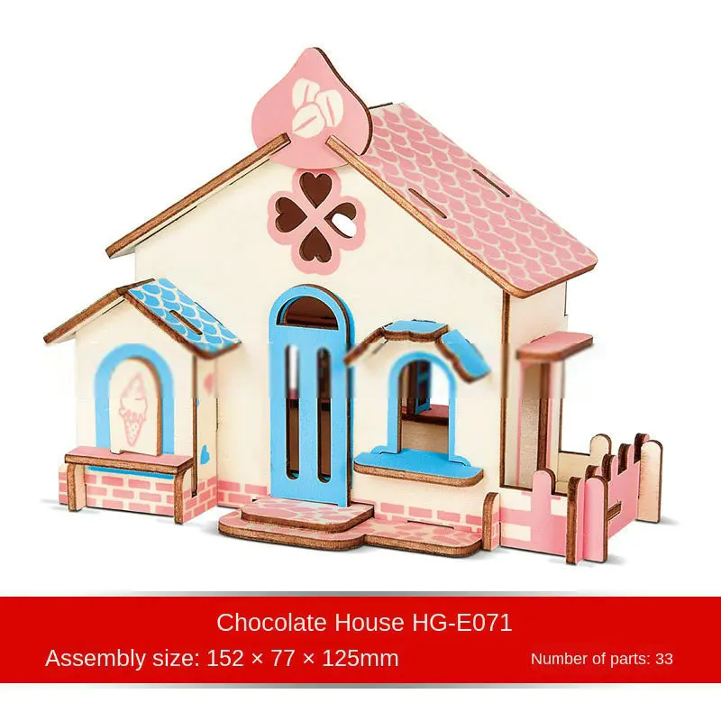 Трехмерная ручная сборка модель дома Diy Собранные креативные деревянные игрушки