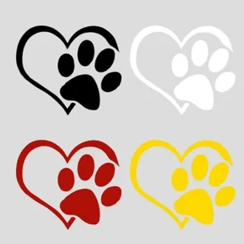 

New Dog Heart Shape Pattern Paws Car Sticker Footprint Reflective Auto Waterproof Sun Resistant Window Sheeting 3D Decal