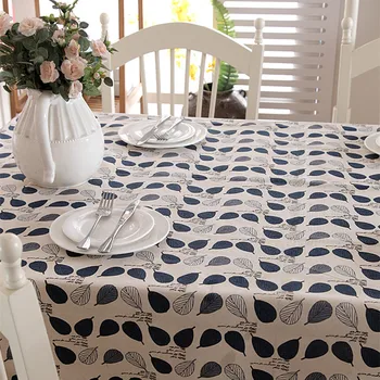 

Hot Sale!! 2020 New Designed Pastoral Style Leaves Printed Polyester&Cotton Lace Tablecloth With High Quality