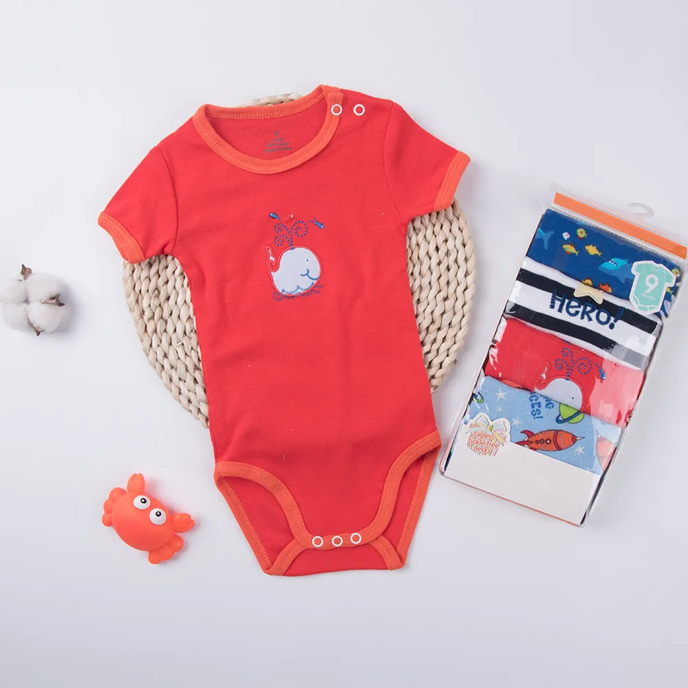 5 шт./лот, боди для новорожденных, детская одежда с короткими рукавами комбинезон для малышей от 0 до 24 месяцев, хлопок, одежда для малышей комплекты для младенцев