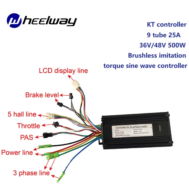 Controlador impermeável sem escova da E-bicicleta, maquinaria elétrica,  onda quadrada comum, 9 tubos, KT-22A, 500W, 750W, 36 V, 48V - AliExpress