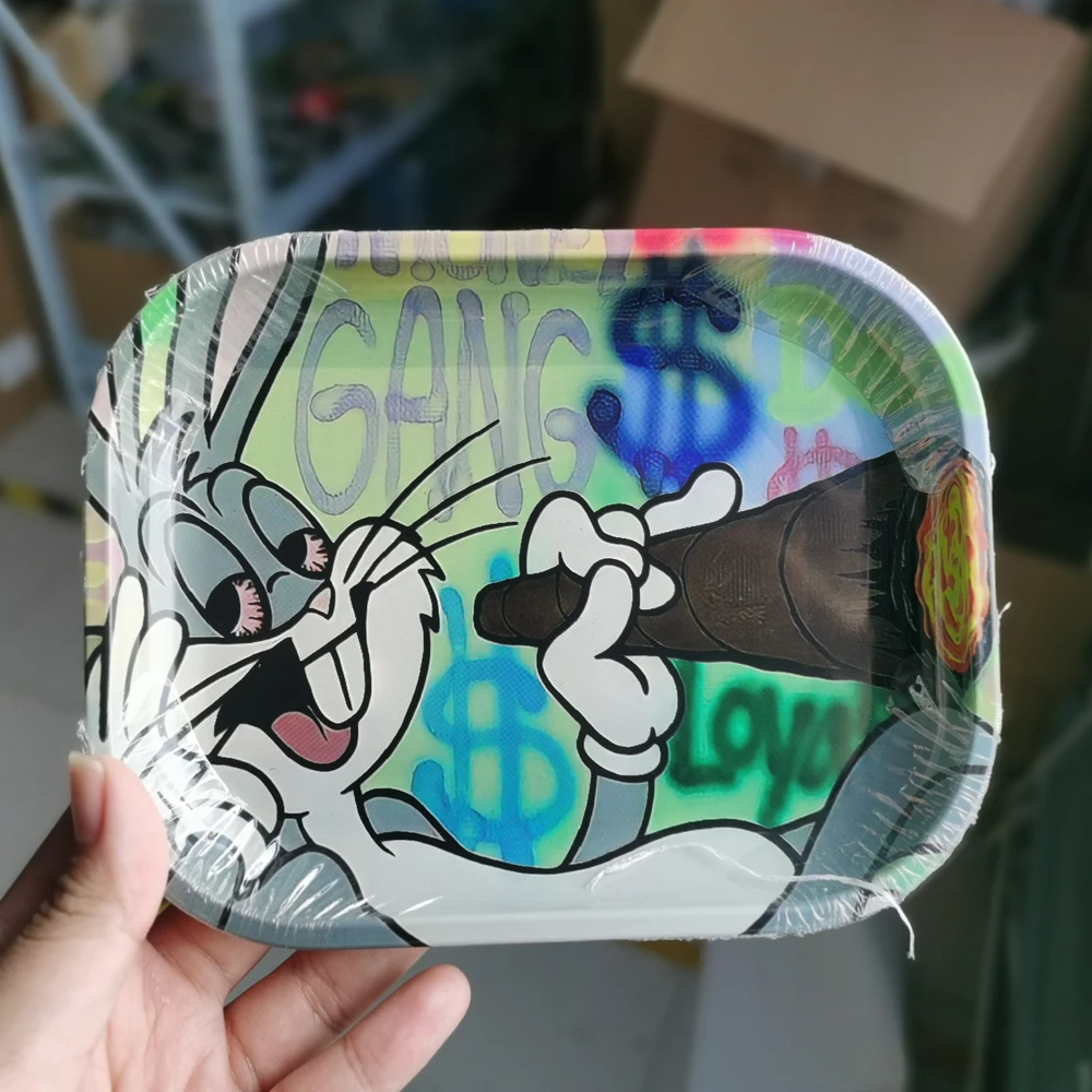 Top Quality Cartoon Rabbity Rolling Tray For Smoke Tobacco Herb 18*14CM  Cigarette Tinplate Plate Bunny Tray Smoking Accessories - AliExpress