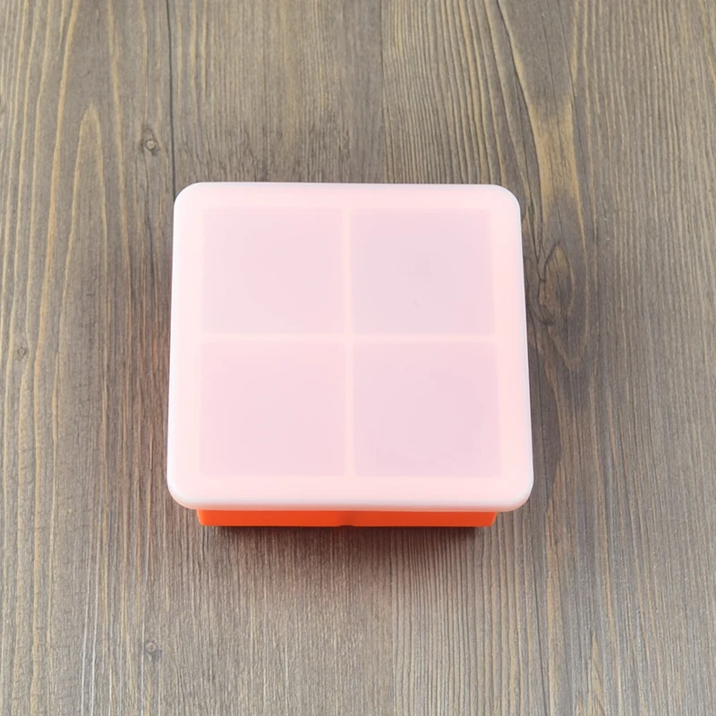 Большой Силиконовый Лоток Для Льда многоразовая квадратная форма силиконовая форма для льда Бар Кафе ледяной шар для виски производитель DIY Форма для мороженого с крышкой - Цвет: orange
