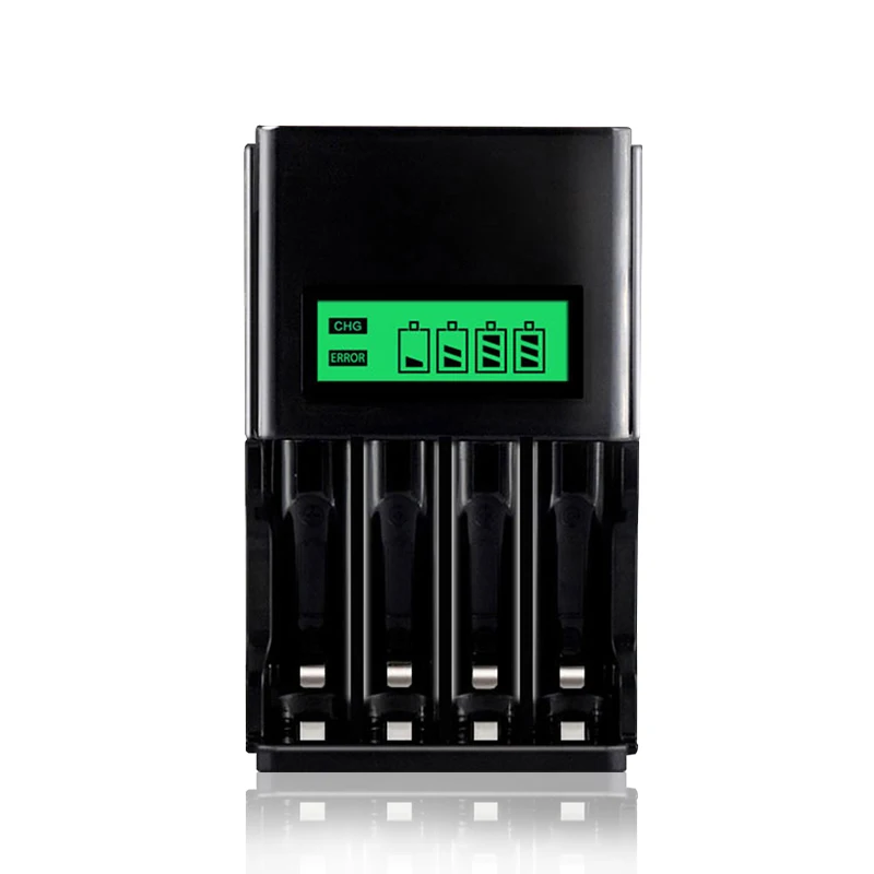 PALO,, 4 слота, ЖК-дисплей, умное зарядное устройство для аккумуляторов AA, AAA, аккумуляторная батарея, 1,2 в, Ni-MH, NI-CD, батареи - Цвет: Black