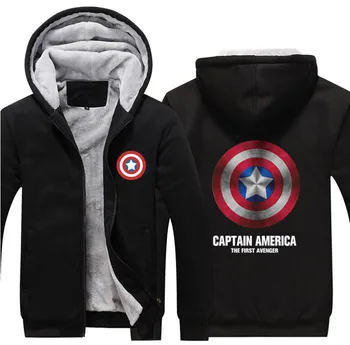 

USA SIZE Anime Jackets Men COMICS Hero Captain America Winter Fleece Coat Print Hoodies Thicken Unisex Sweatershirts