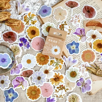 

46pcs Dried Flower Collection Stickers Set Mini Daisy Floral Sticker Decoration Adhesive Sealing Post Gift Diary Book A6469