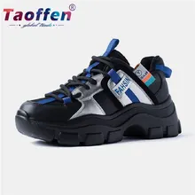Taoffen/Женская прогулочная обувь; женские разноцветные кроссовки из натуральной кожи; зимняя повседневная обувь; женская теплая Повседневная обувь; Размеры 35-40
