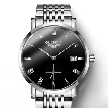 

Top brand GUANQIN Automatic Mechanical Watch men business waterproof date Stainless Steel man clock Relogio Masculino