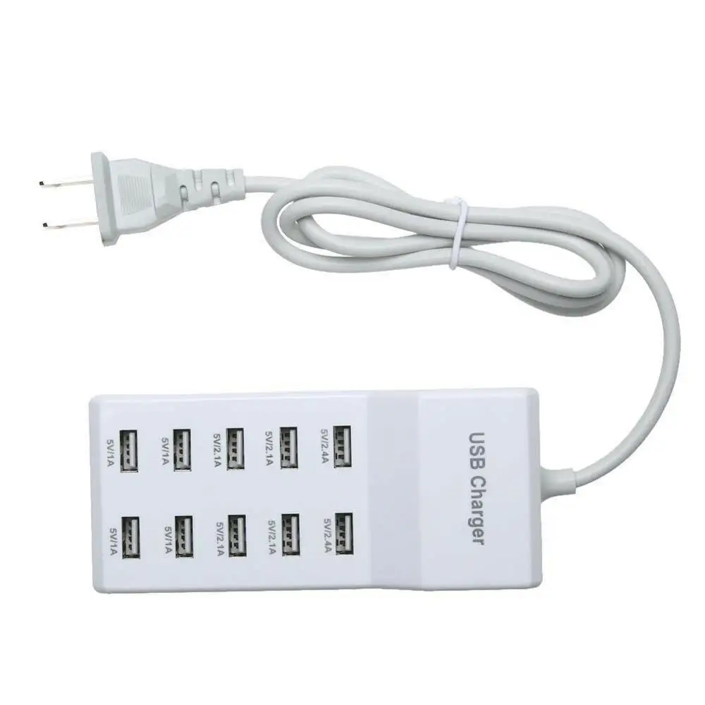 10 портов, быстрая зарядка через usb, адаптер питания для настенного путешествия, настольное зарядное устройство, концентратор США/ЕС, Разъем для мобильных телефонов, usb устройств - Тип штекера: США