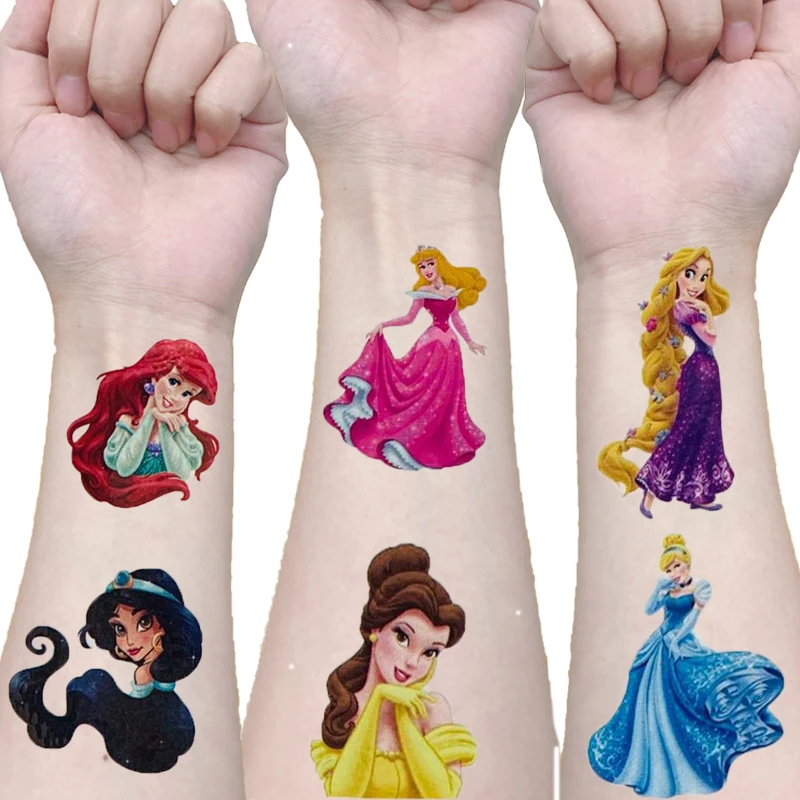 Disney Princess Tattoo Sticker Children Christmas Birthday Party Gifts Cinderella Mermaid Princess Random 1PCS Tattoo Stickers