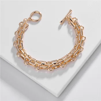

Hand Knit Multi-layer Chain Bracelet Chic Style Chunky Statement Bracelets for Women Silver Gold Plating Unique Style