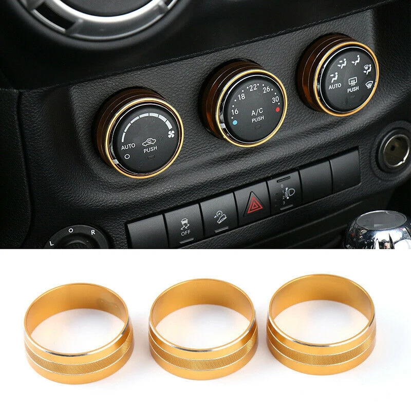 3X золотой переключатель кондиционера Накладка для Jeep Wrangler JK Компас