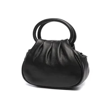 Элегантная мягкая кожаная сумка с кольцом и кольцом, роскошные сумки с рюшами, дизайнерская ежедневная Сумка, Маленькая женская сумка через плечо из воловьей кожи