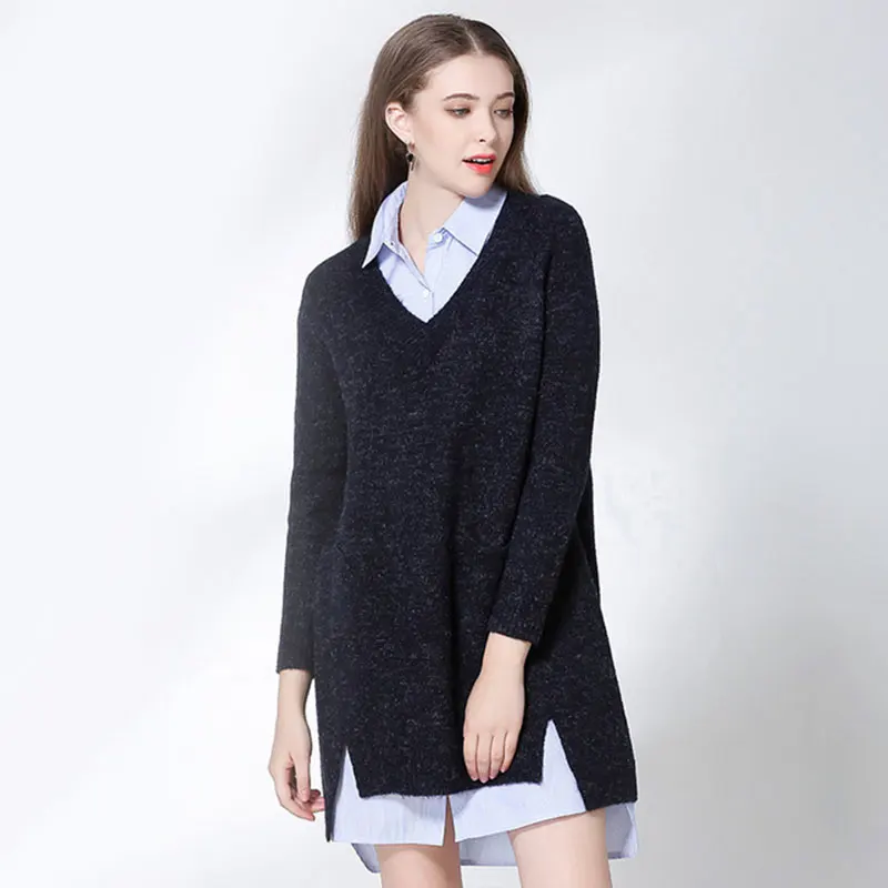 

2019 Pullover Women Knitwear Female Winter New Women's Hair Loose V-neck Long Sleeve Women Clothes Korean Clothes Long Sweater