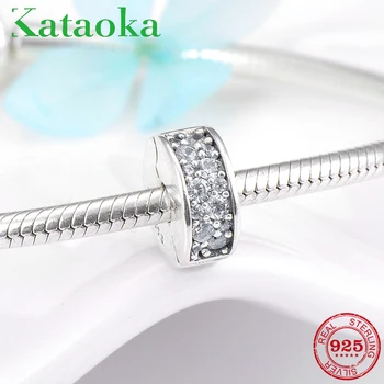 

New 925 Sterling Silver Sparkling Clear CZ Round shape clips Lock Beads Fit Original European Charms Bracelet Jewelry making
