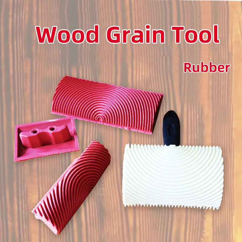 Simulation Wood Grain Tools Rubber Pattern Roller Brush Design Water-based Paint Pull Wood Grain Tool Diatom Mud Wall Art