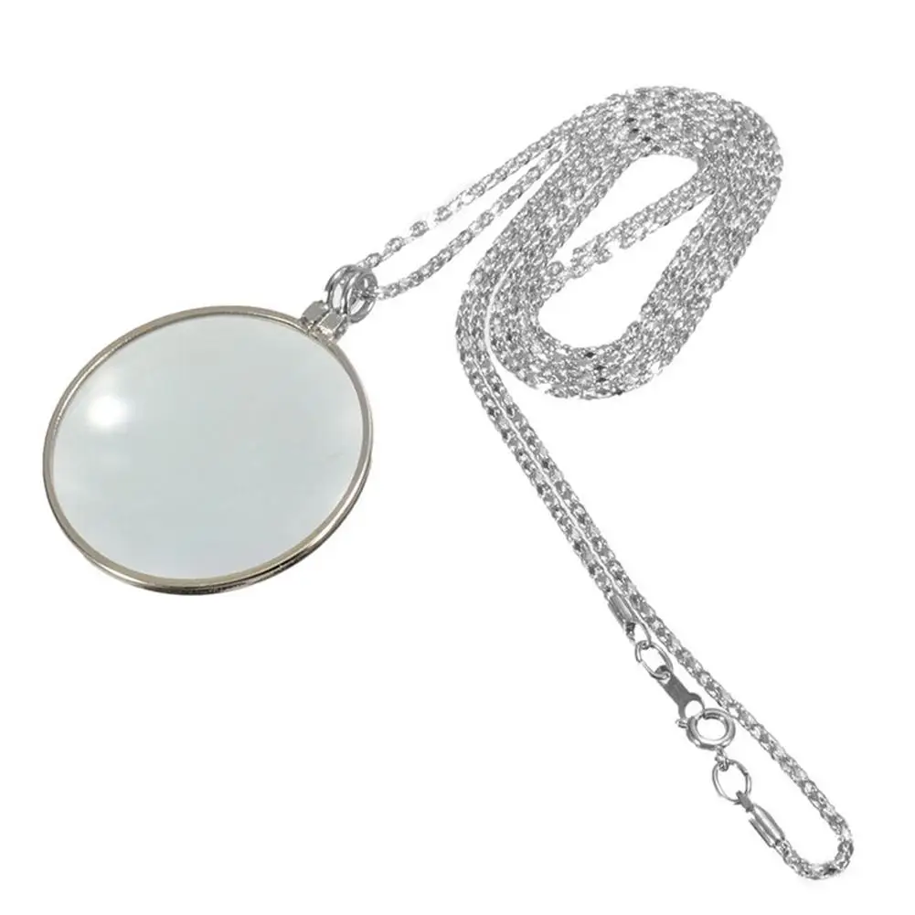 Hot Sale 5x Magnifier Round Reading Magnifying Glass Monocle Lens Pendant Long Gold Silver Plated Chain Necklace Gift | Украшения и