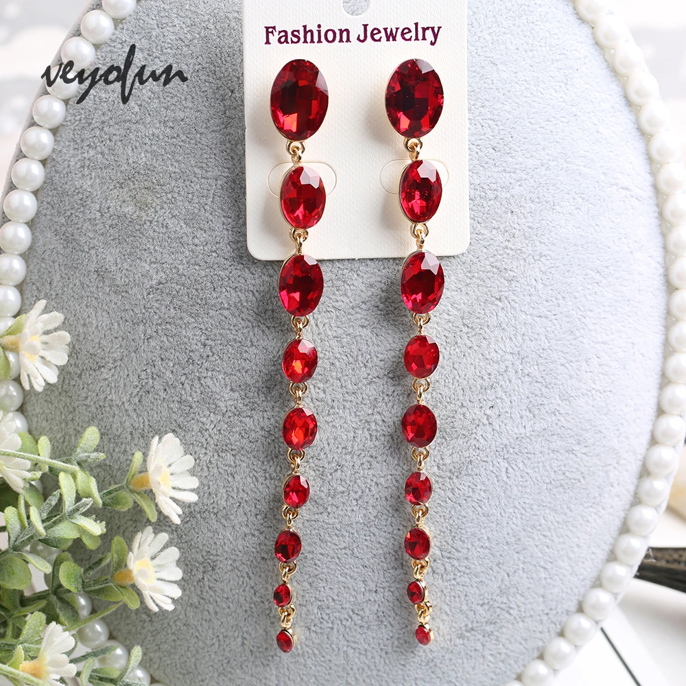 

Veyofun Fashion Accessories Long ZA Crystal Dangle Earings for Women Trendy Drop Earrings Jewelry Gift 2019 New