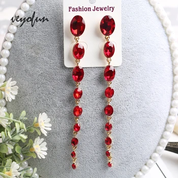 Veyofun Fashion Accessories Long ZA Crystal Dangle Earings for Women Trendy Drop Earrings Jewelry Gift 2019 New