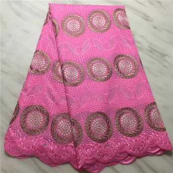 

wholesale price pink African lace fabric beautiful Nigeria garment sewing lace fabric with lots of stones
