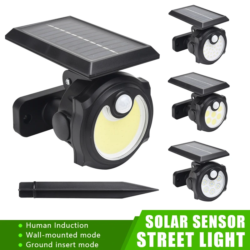 LED Solar Street Light Human Sensor Outdoor Waterproof Adjustable Wall Mounted