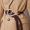 NEW Genuine Leather double Belts Luxury Metal U Buckle belt women girls retro vintage large belt for coat jeans black white