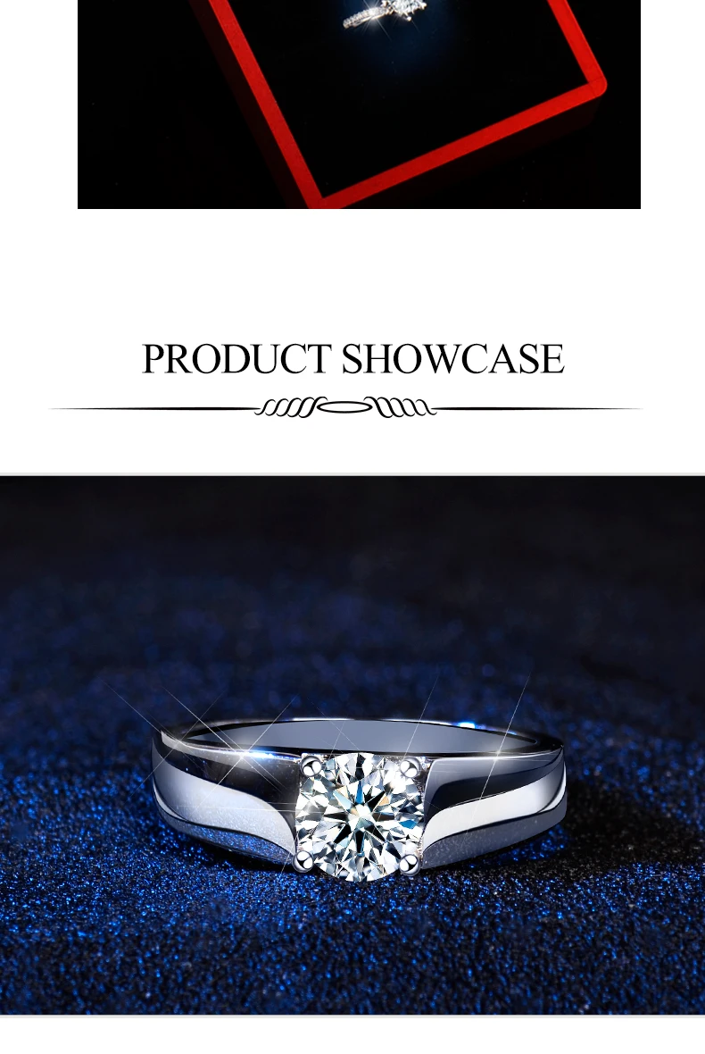 2021 Classic 1CT men's  925 sterling Silver Moissanite Ring Diamond Jewelry for Men,gifts for Men Uxury Jewelry