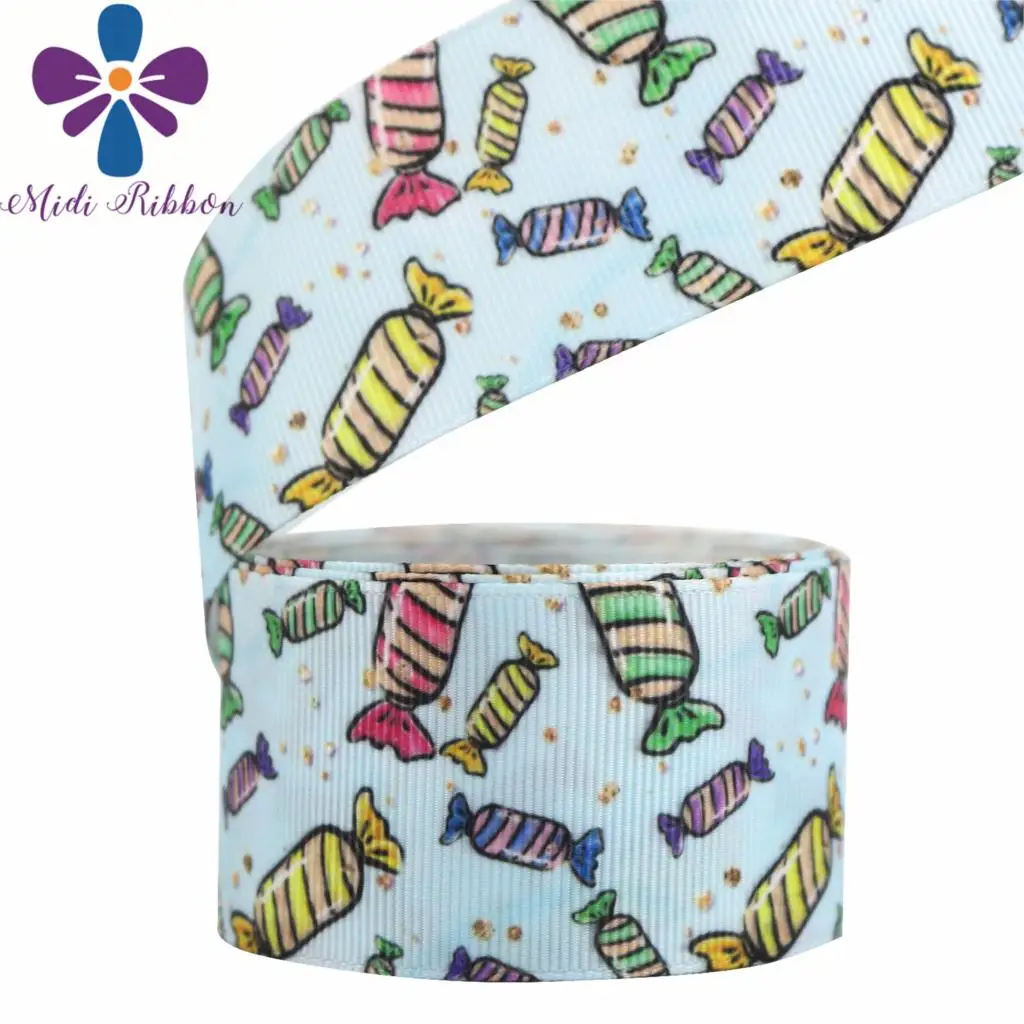 16 мм 75 Красочные конфеты леденец напечатаны Grosgrain/Foe ленты DIY волосы банты