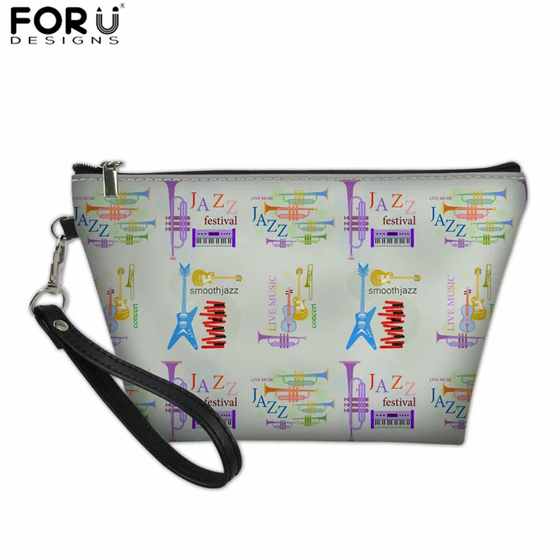 FORUDESIGNS Women Makeup Pouch Organizer Travel Toiletries Bag Piano Notes Waterproof Small Bags for Ladies Handbag Cosmetic Bag - Color: XM2174Z8