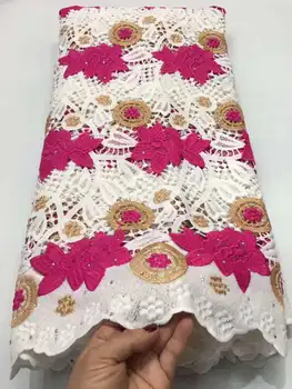 

2020 Latest African Guipure Cord Lace Fabric 5 Yard Nigerian Water Soluble Cord Laces Embroidery French Laces For Party YT7-52