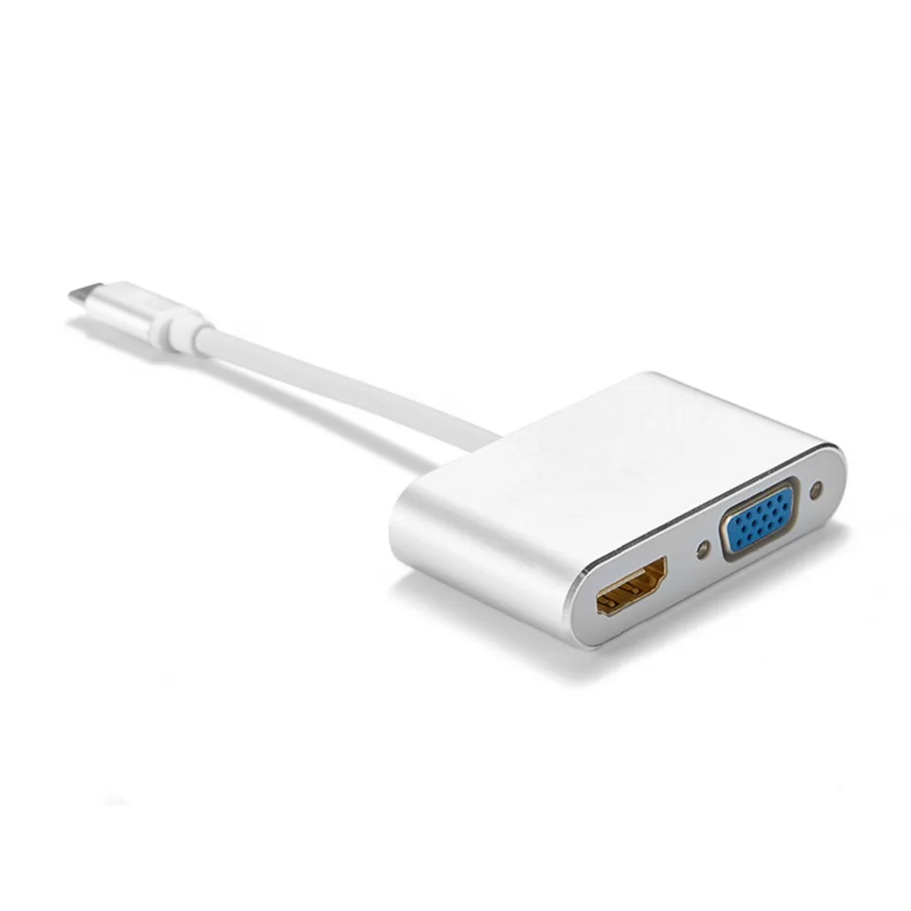 YMY USB C к адаптер HDMI VGA 2 в 1 usb type C к 4K HDMI+ VGA Синхронизация-дисплей конвертер видео решение