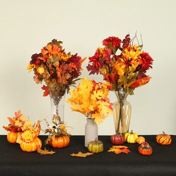 

Creative Artificial Pumpkins Maple Leaf Pomegranate Table Home Decor House Prop Autumn Fall Harvest Thanksgiving Halloween Decor