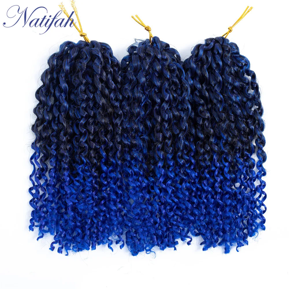 Natifah Bob Marley волосы на крючках Омбре плетеные волосы синтетические волосы кудрявые отскакивающие 8 дюймов 20 корней/упаковка черные волосы для наращивания - Цвет: TBlue