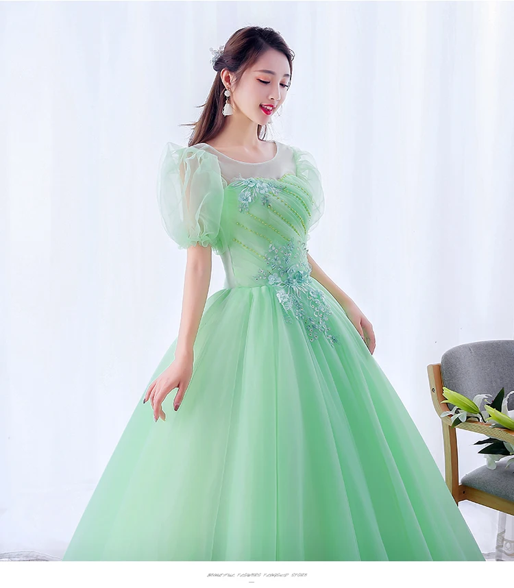 Green Puffy Quinceanera Dresses Sweetheart Top Beaded Sweet 16 Ball Gowns Years Birthday Party prom dress Quinceanera habitu