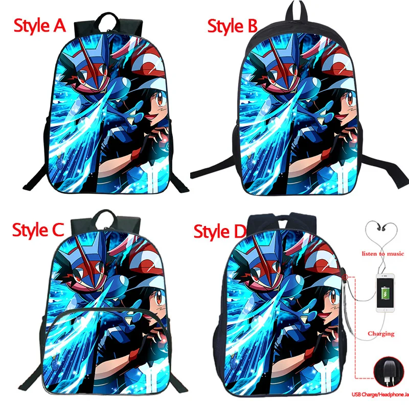 Pokemon Greninja рюкзак USB зарядка ученические рюкзаки школьные сумки красивый рюкзак для мужчин и женщин рюкзак на плечо