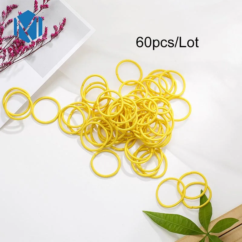 Yellow 60/120 шт./лот, 3 см, Детские резинки для волос ярких цветов, эластичные резинки для волос, Детские аксессуары для волос, резинка для укладки волос - Цвет: Yellow