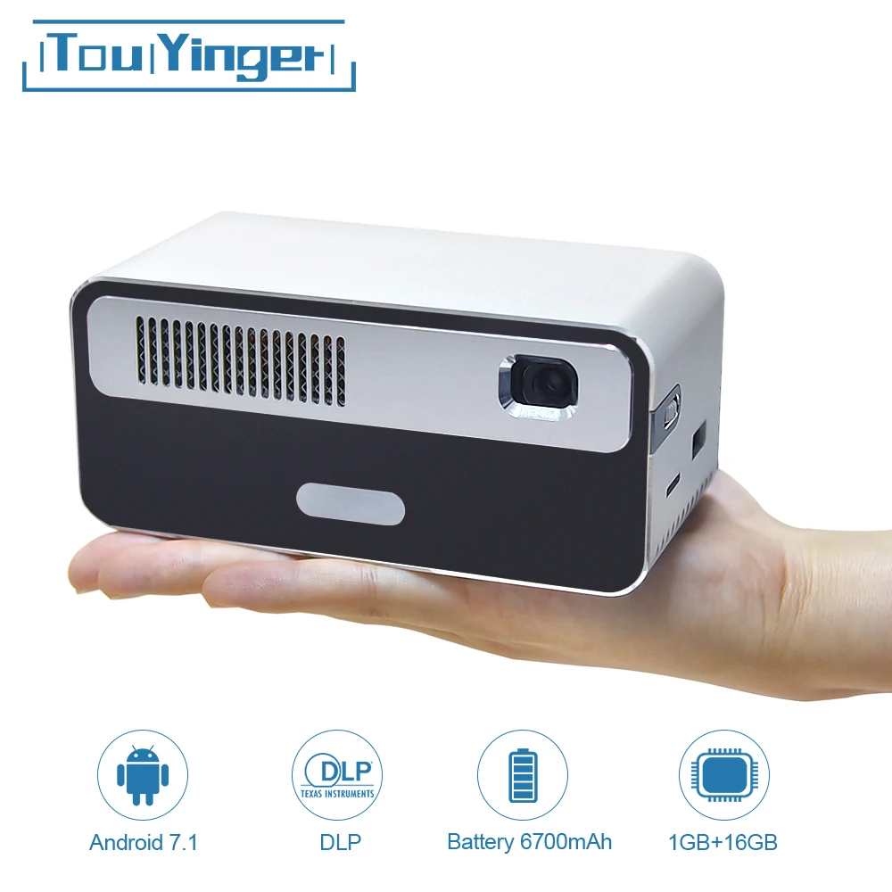 Мини проектор светодиодный Touyinger HDP300 250 ANSI портативный DLP Wi Fi аккумулятор HD Android 1080P