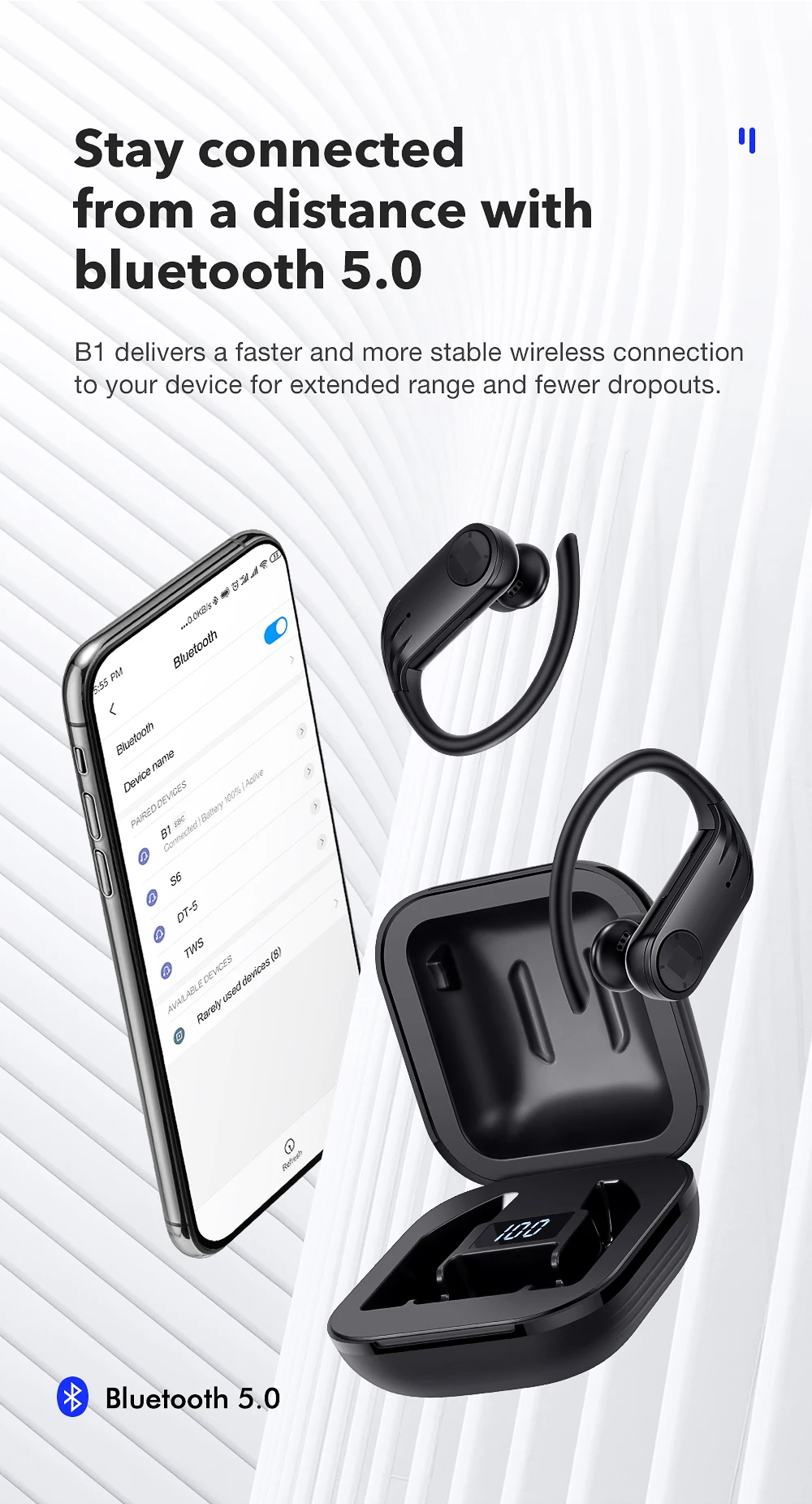 Type-c B1 TWS Bluetooth Earphones Wireless Headphones 5.0 Earphone Sports Earbuds Bloototh Headphone Headset For Android IPhone