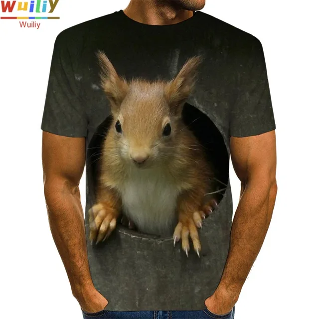 Men's Squirrel T Shirt 3D Print Shirt Animal Graphic Tees Lovely Pattern Tops Men/Women Cute Puppy Face Tee Funny Pet T-shirt style 5