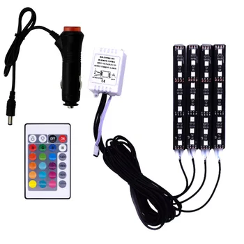 

Car Colorful Foot Sole Atmosphere Light Colorful Atmosphere Light 5050-9 Lights RGB Drag Four
