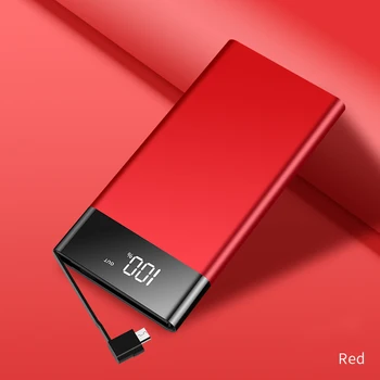 

Ultrathin Power Bank Self-contained line Powerbank Fast Charging External Battery LED LCD Quick Charge 3.0