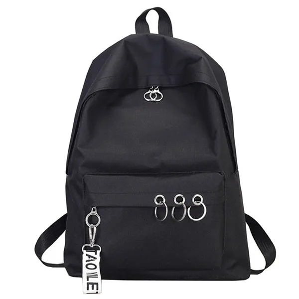 ABZC-Простой повседневный рюкзак, Одноцветный рюкзак, женская сумка, Холщовый Рюкзак для колледжа - Цвет: Black