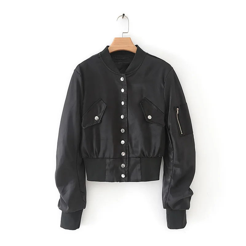 

F1760-Western Style WOMEN'S Dress 2019 Spring And Autumn New Style Stand Collar Back Pleated Ornaments Jacket Women's