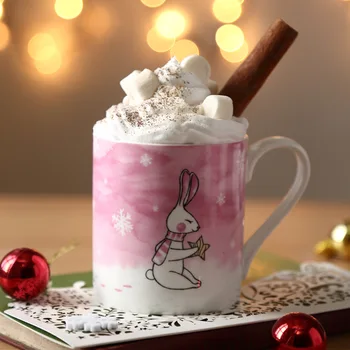 

Creative Cartoon Rabbit Ceramic Cup Cute Bone China Coffee Mug with Handgrip 350ml Housheold Breakfast Milk Cups Juice Drink Mug