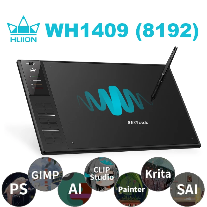 HUION WH1409 8192 Pressure Levels 14inches 2.4G Wireless Digital Tablets Professional Graphics Drawing Board Pen Tablet PE150