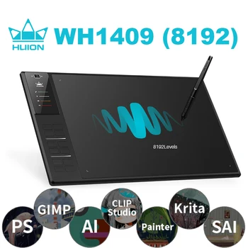 شراءأجهزة لوحية رقمية هويون WH1409 8192 مستويات الضغط 14 بوصة 2.4G لاسلكية لوحة رسم احترافية رسومات لوح لوحي PE150