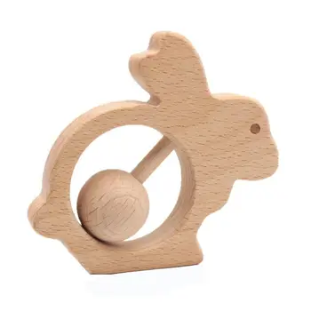 

Baby Teethers Beech Wooden Blocks Rabbit Cartoon Educational Montessori Toys G99C