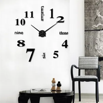 

Acrylic Modern Mute Frameless Large Wall Clock 3D Mirror Surface Sticker Big Watches Home Office Decorations zh1